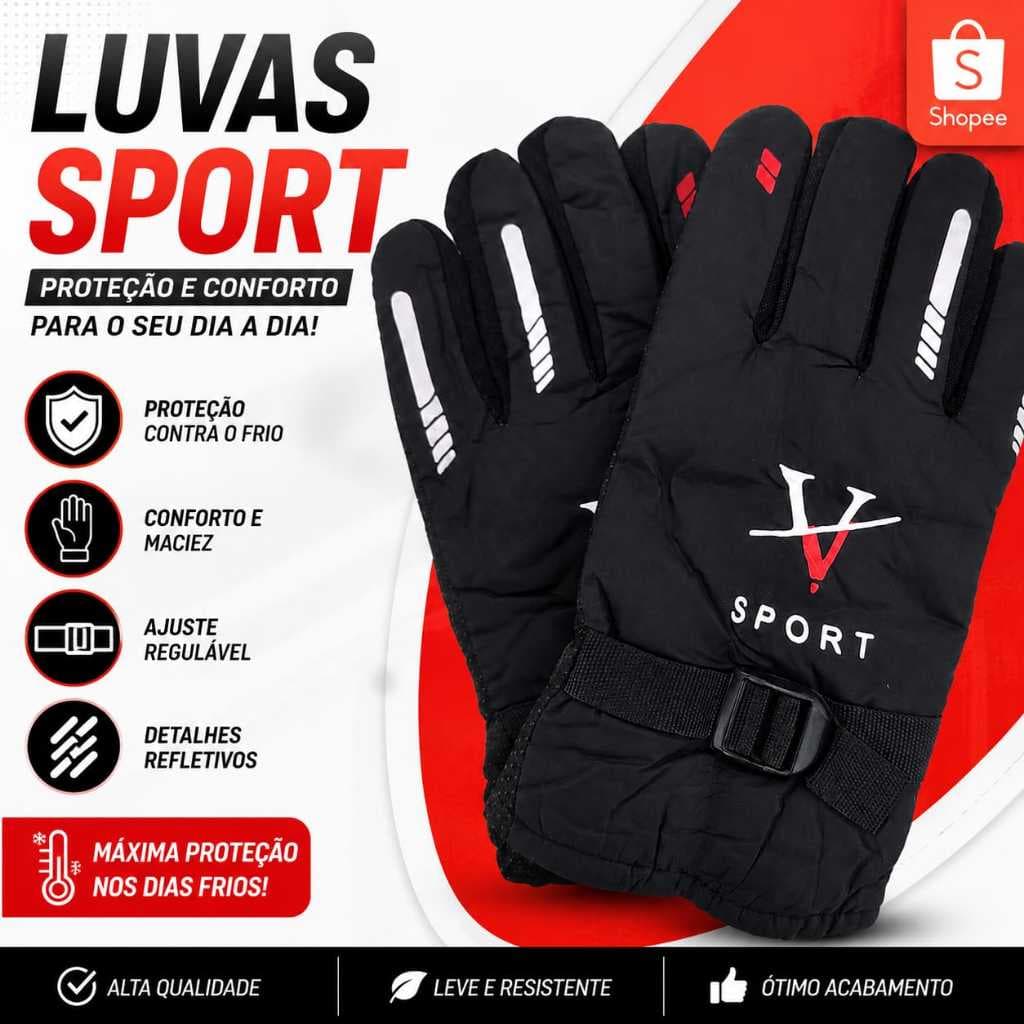Luva Térmica de Inverno para Frio Moto Ciclismo Bike Esportiva Unissex Ajustável