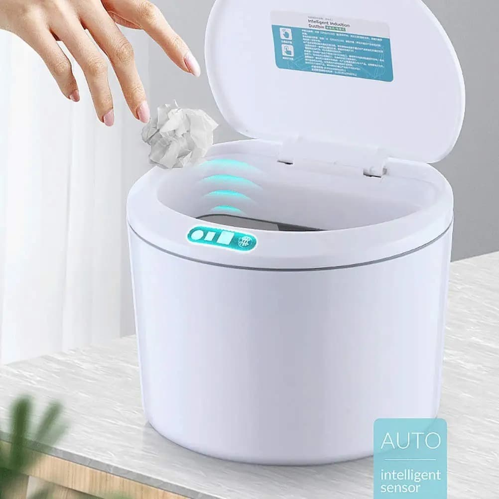 Lixeira Inteligente Automática 3L  Com Sensor de Presenca Branca