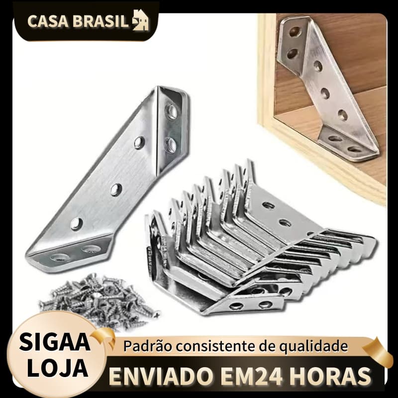 Kit Conector de Canto Aço Inoxidável Cantoneira Junção de Canto Móveis de Madeira Universal Suporte Para Cantos