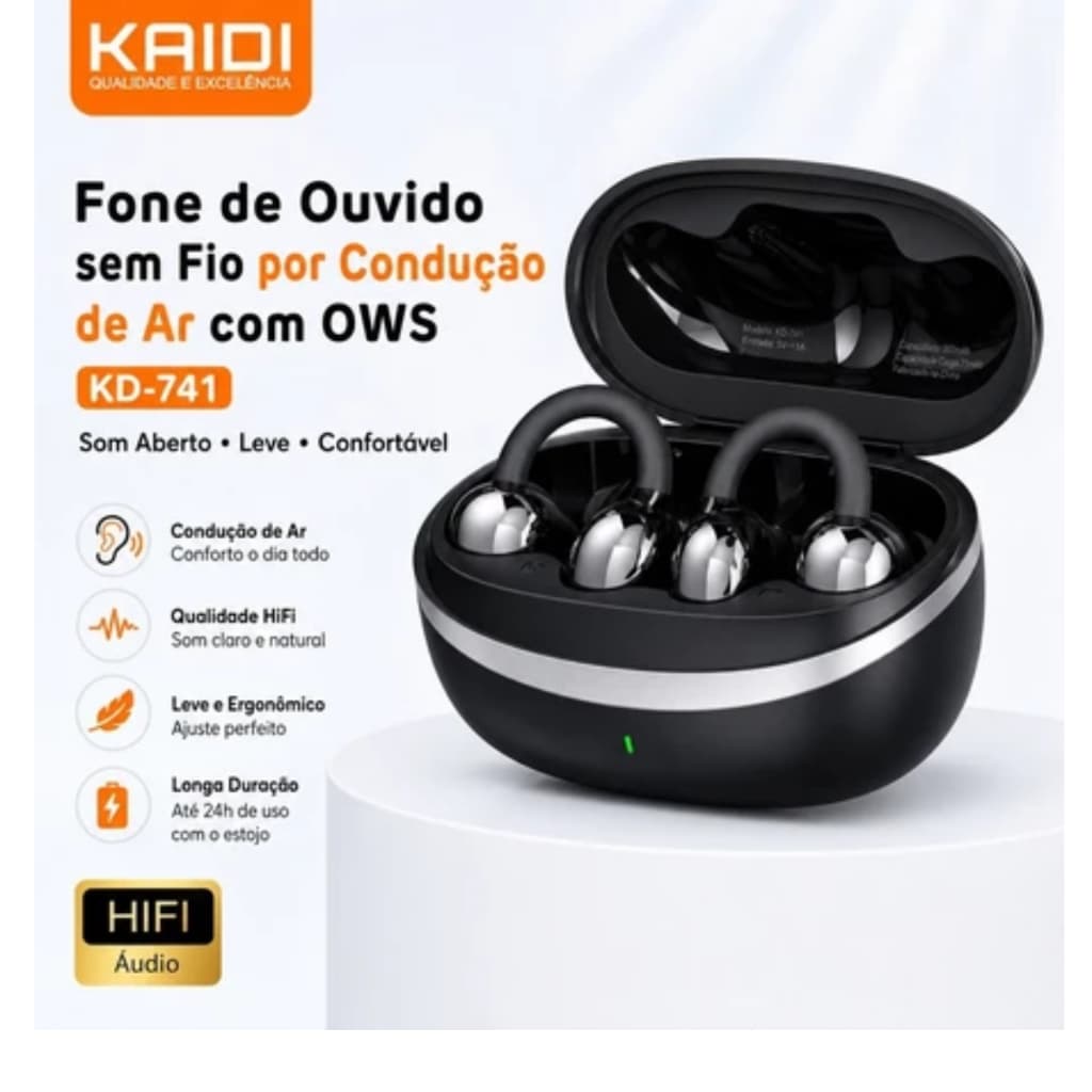 Fone de Ouvido Kaidi KD-741 – Qualidade, Conforto e Graves Potentes - Academia - Android - IOS