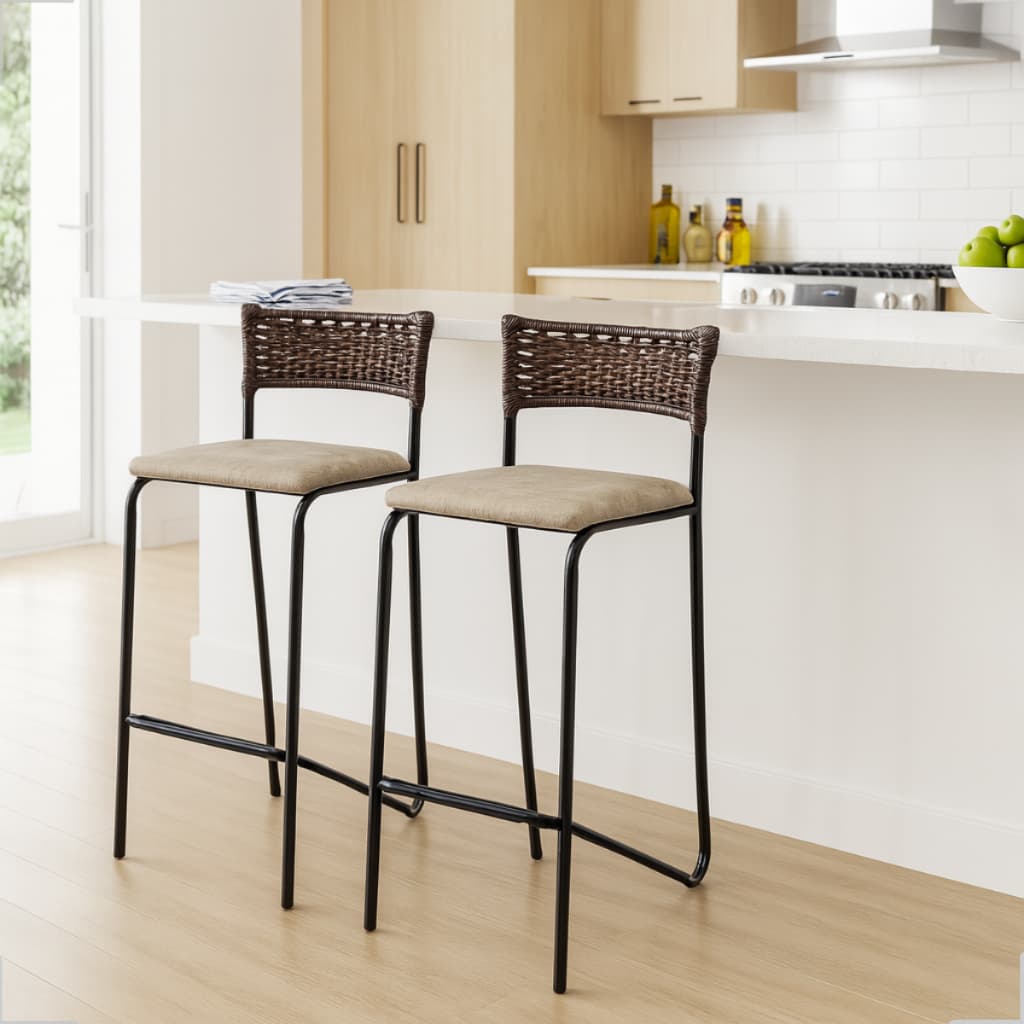Kit Banquetas Trançadas Altas Para Balcão Cozinha