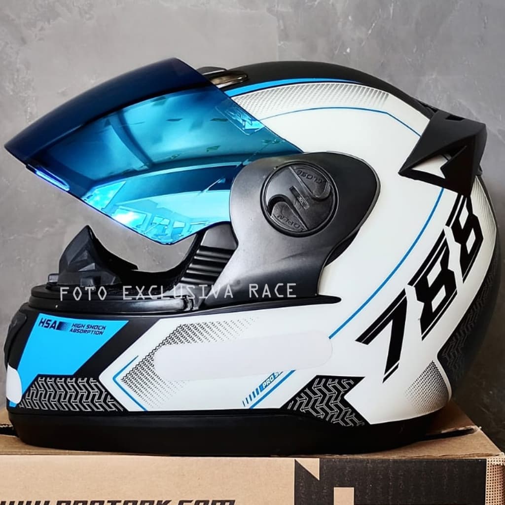 Capacete para Moto Fechado Pro Tork Evolution G6 Series Azul com Narigueira e Viseira Iridium