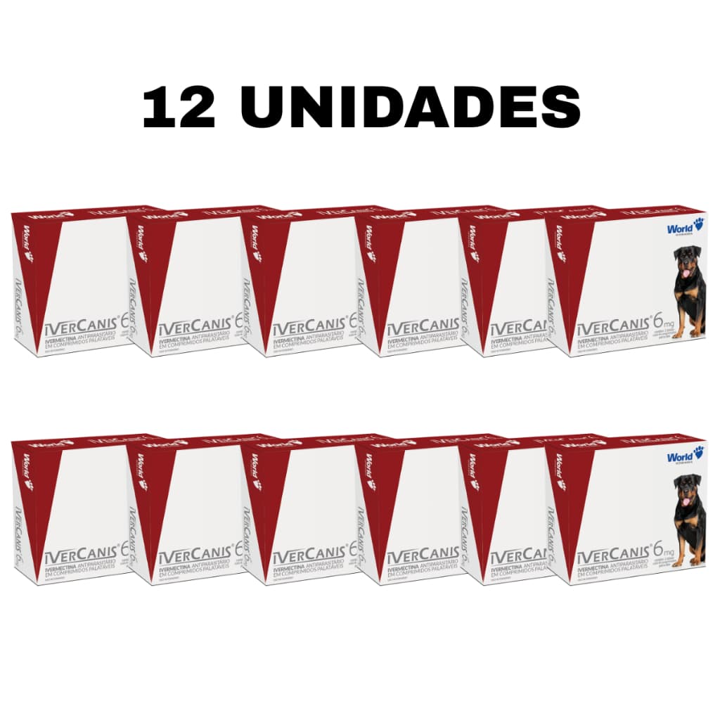 Ivercanis World Remédio Para Cães carrapatos pulgas sarna 6 Mg Dura 6 Meses 4 Comprimidos 15 a 30 Kg
