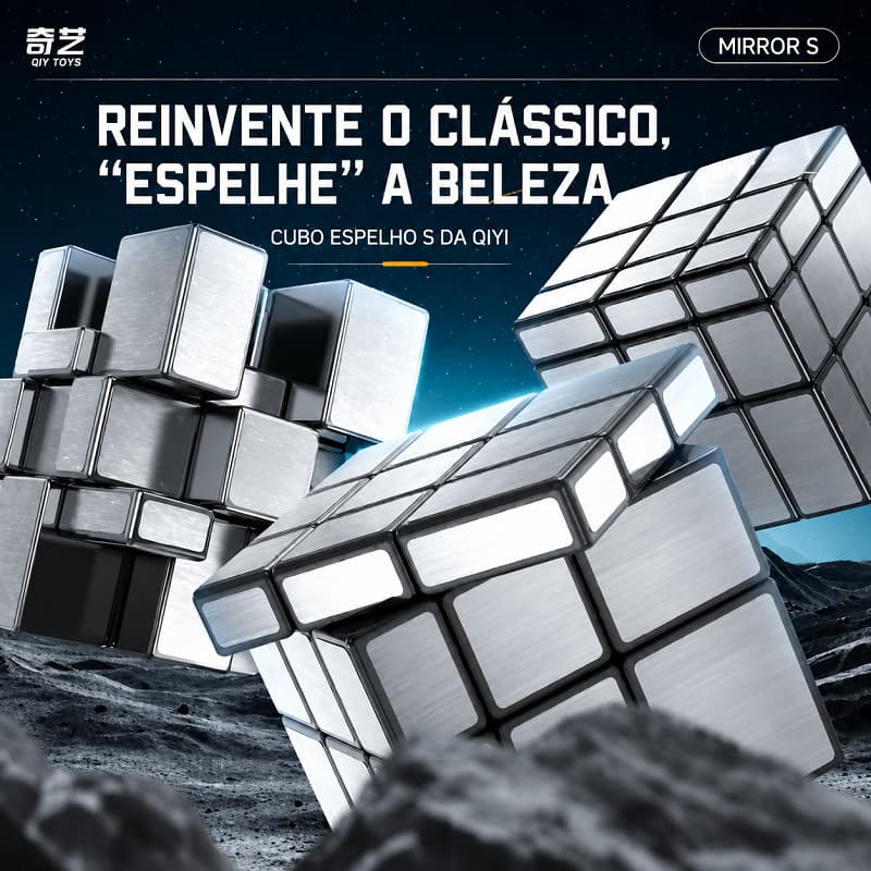 Cubo Mágico Mirror Blocks Espelhado Metálico 3X3X3 Prata Dourado Lubrificado Velocidade Profissional