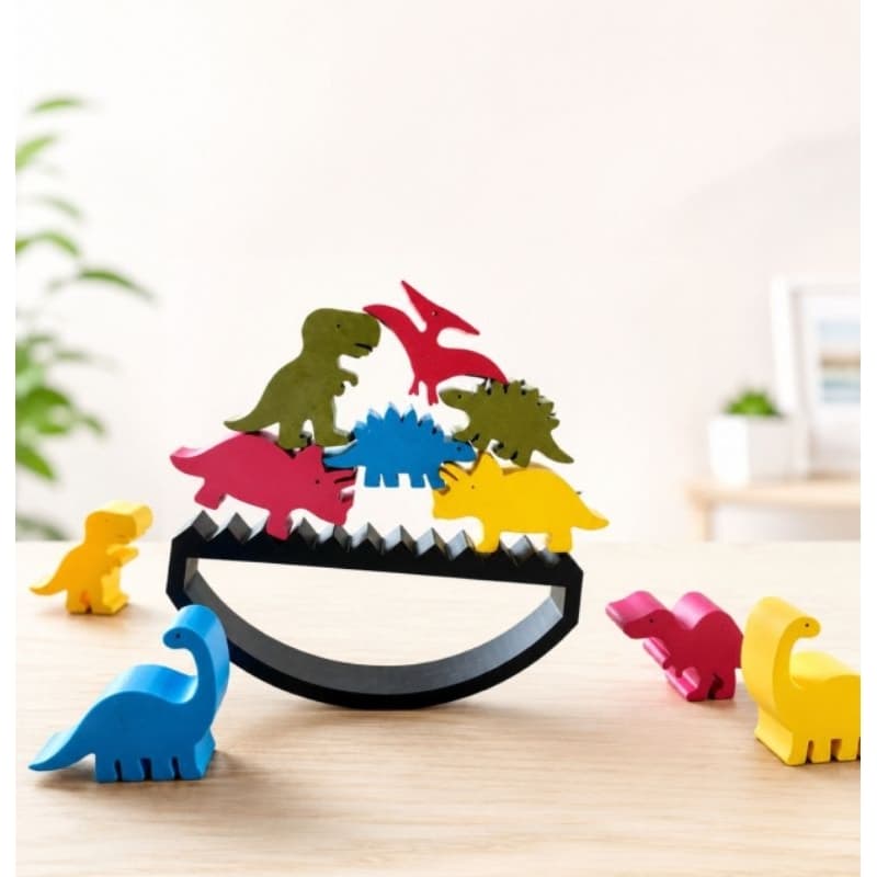 Jogo de Equilíbrio Dinossauros Educativo Infantil 13 Peças Brinquedo Montessori