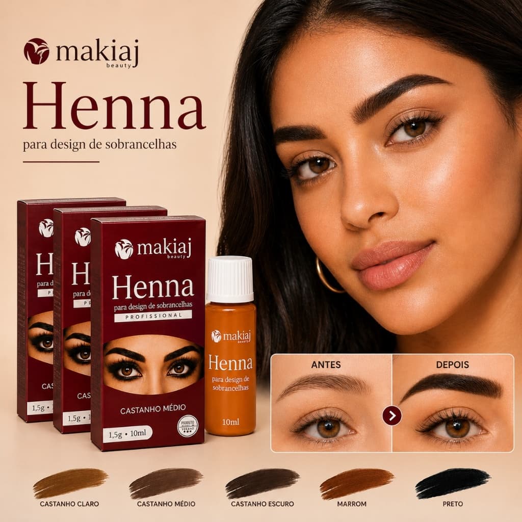 6 Unidades Henna para Sobrancelhas Makia Tintura para Design de Sobrancelhas
