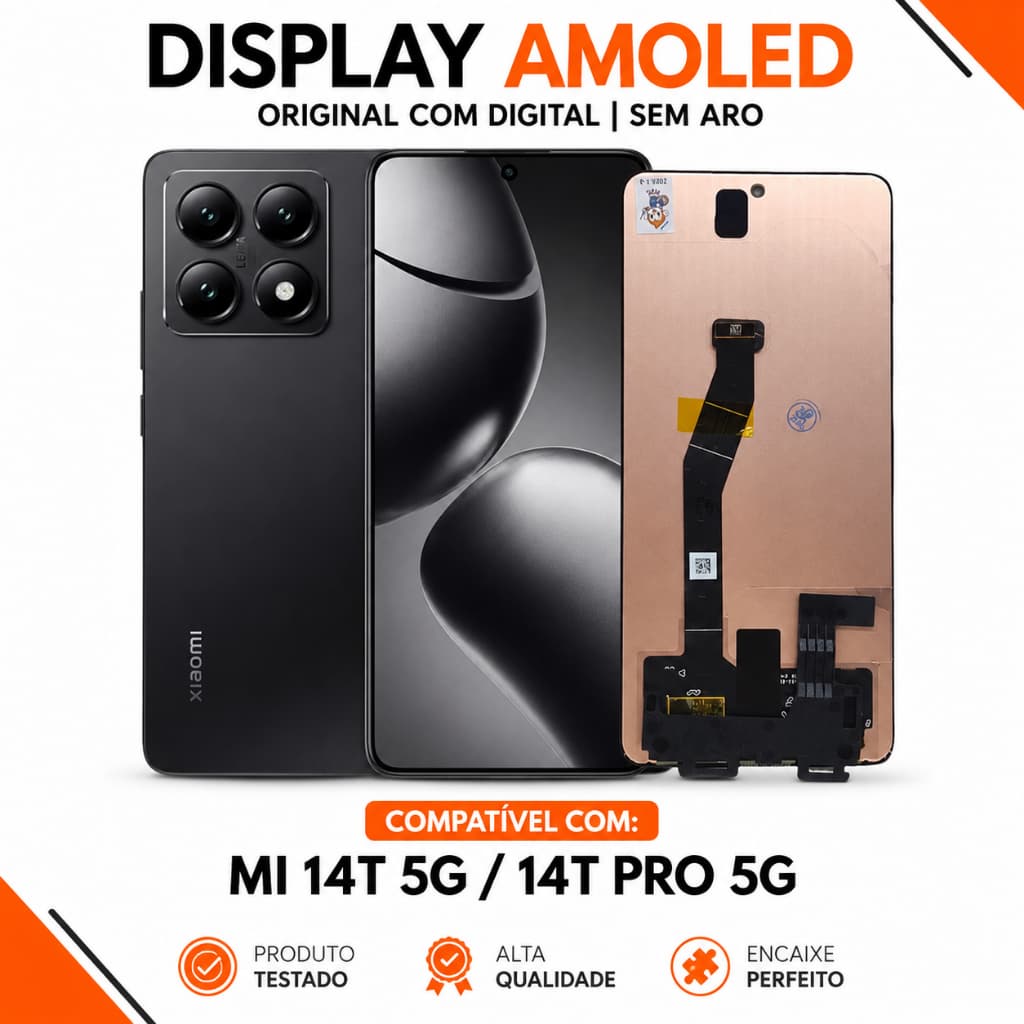 Display Mi 14T 5G/14T Pro 5G Frontal Amoled 100% Original Tela Com Digital Sem Aro Módulo 144Hz Oled
