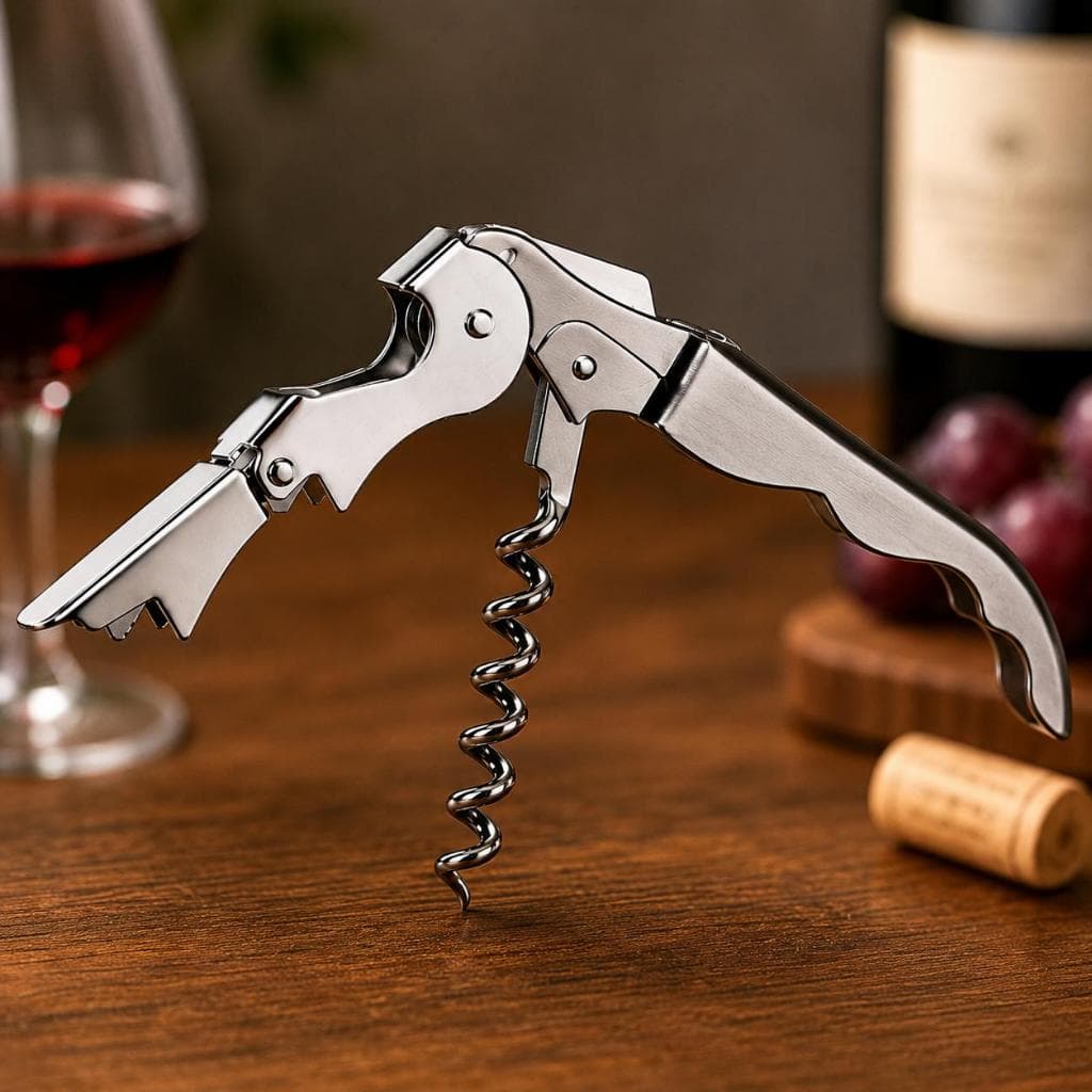Abridor de Garrafas Vinho Articulado Prático Metal Vermelho Saca Rolhas