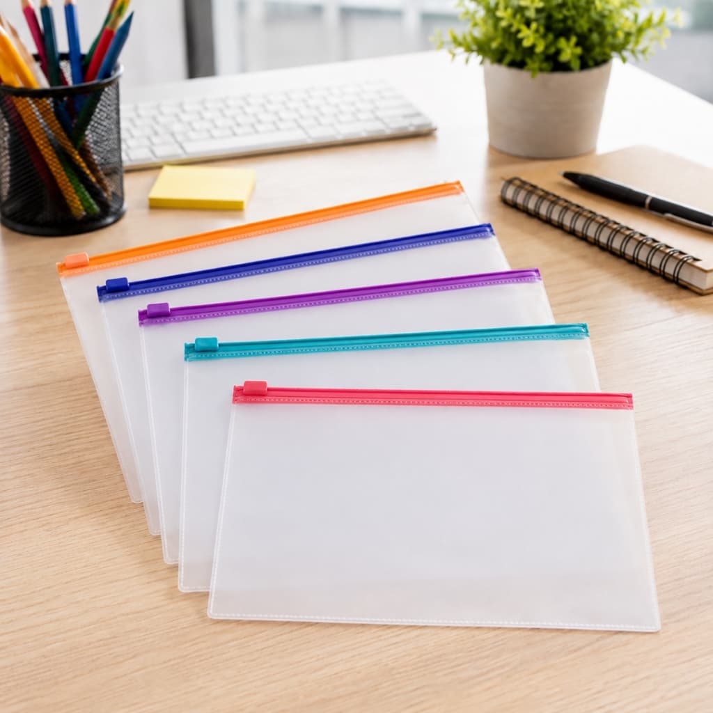 Kit 100 Estojos Zipzap Fosco 21x15cm Pasta Zip PVC Agenda Caderno Planner Zíper Colorido Multiuso Resistente
