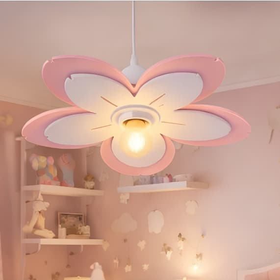 Lustre Infantil Flor - Lustre Para Quarto Infantil - Rosa e Branco