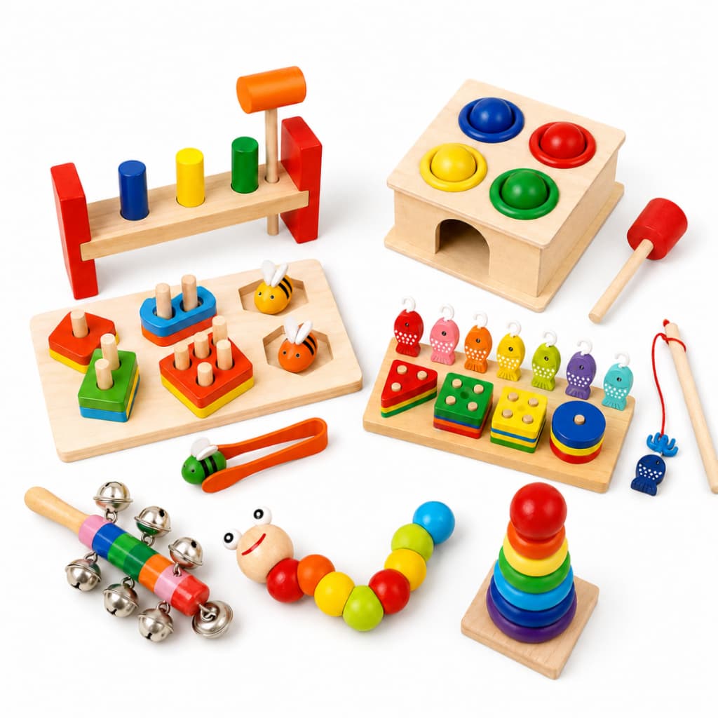 Brinquedos Educativos de Madeira | Coordenação Motora | Montessori | Material Pedagógico | Escolha o Modelo