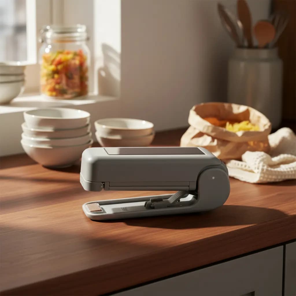 Mini Seladora Portátil Plásticos De Alimentos Hermético Cinza - Lyor