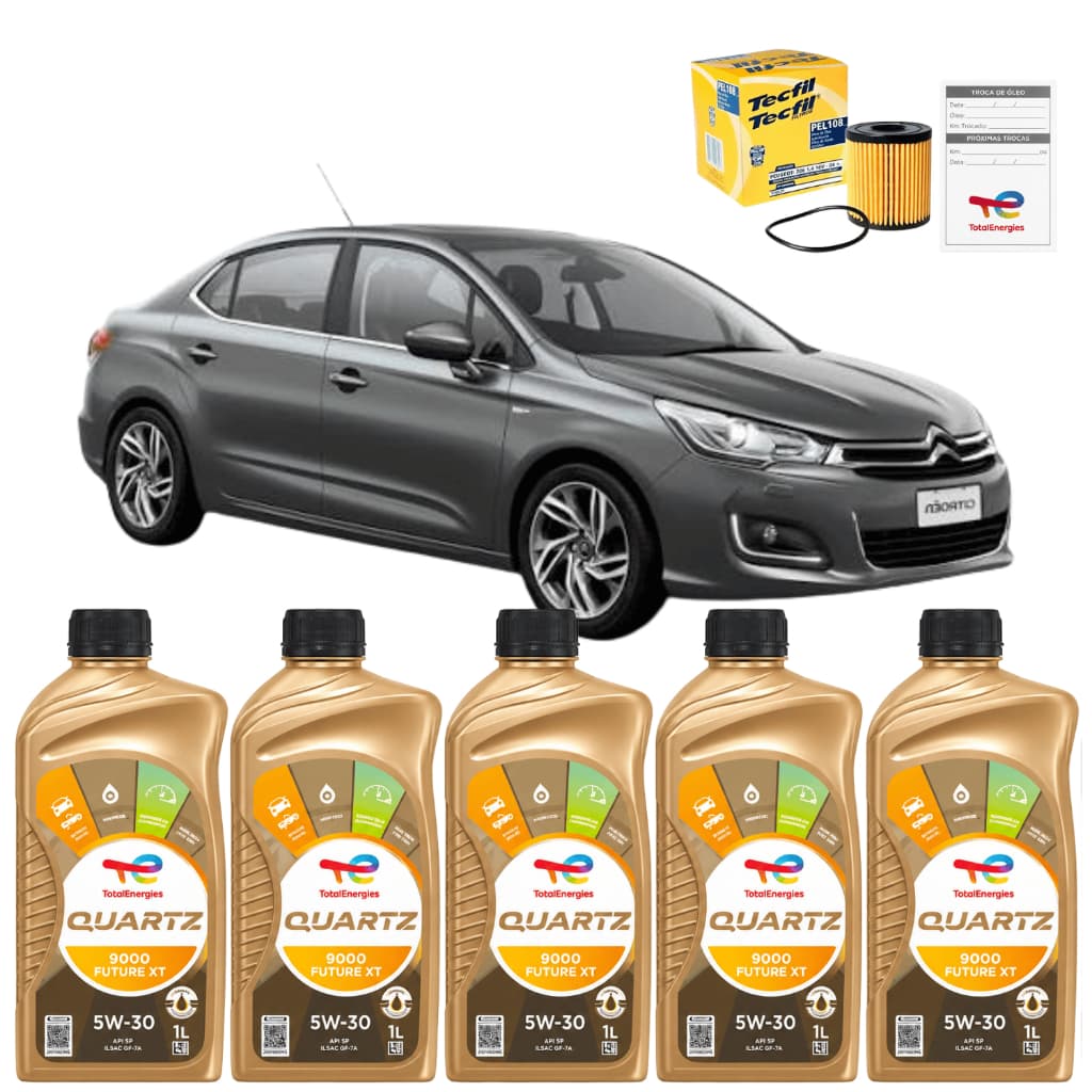 Kit Filtro e Óleo Total Quartz 9000 5w30 Citroen C4 Lounge Picasso DS3 DS4 DS5 1.6 16V THP MPI Até 2025 Original