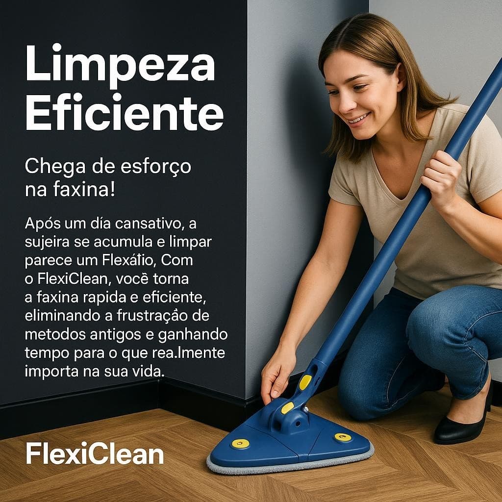 Mop Limpeza Giratorio 360 Graus Cabeça Triangular Rodo Esfregao Facil Acesso