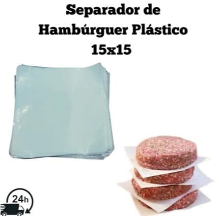 Separador de Hambúrguer 15x15cm 400 Unidades Plástico Leitoso Antiaderente para Congelamento