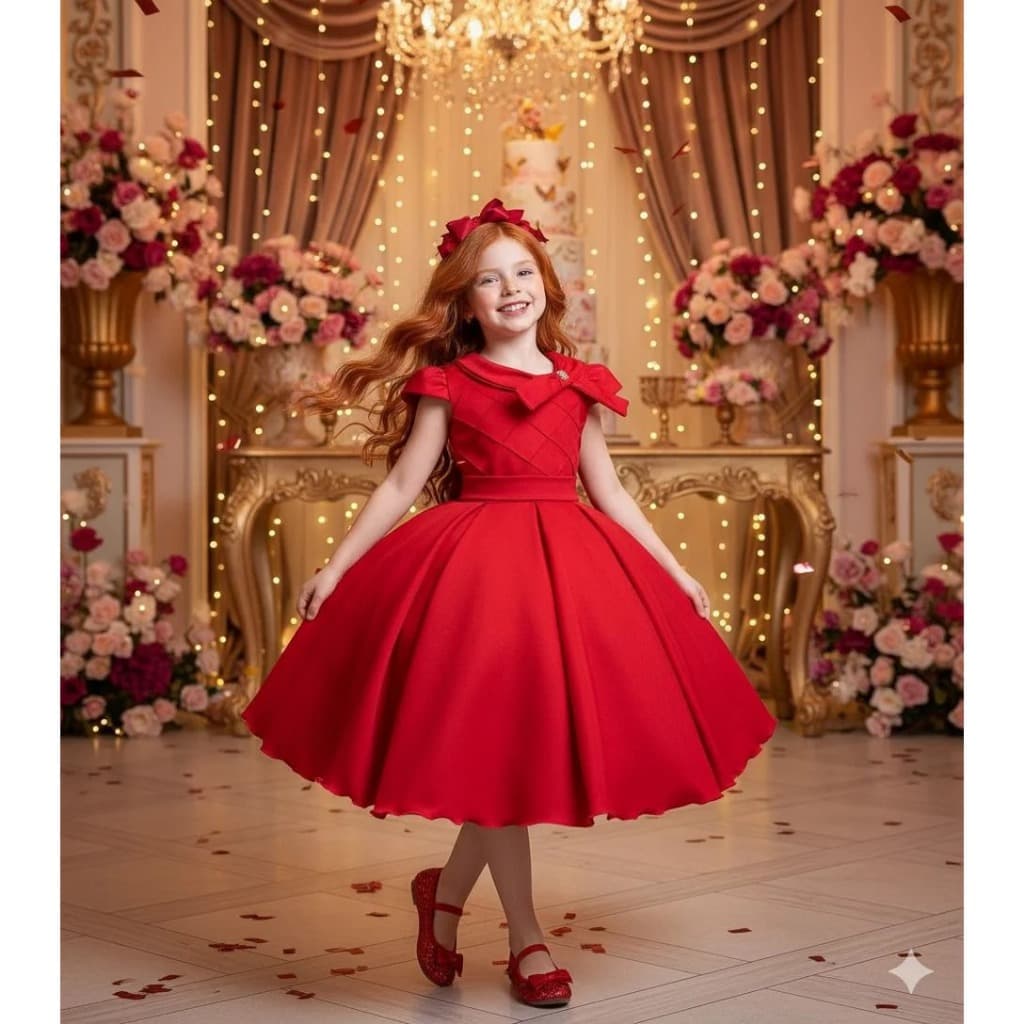Vestido Bella Child Modelo Martina Vermelho Florista Daminhas Festa