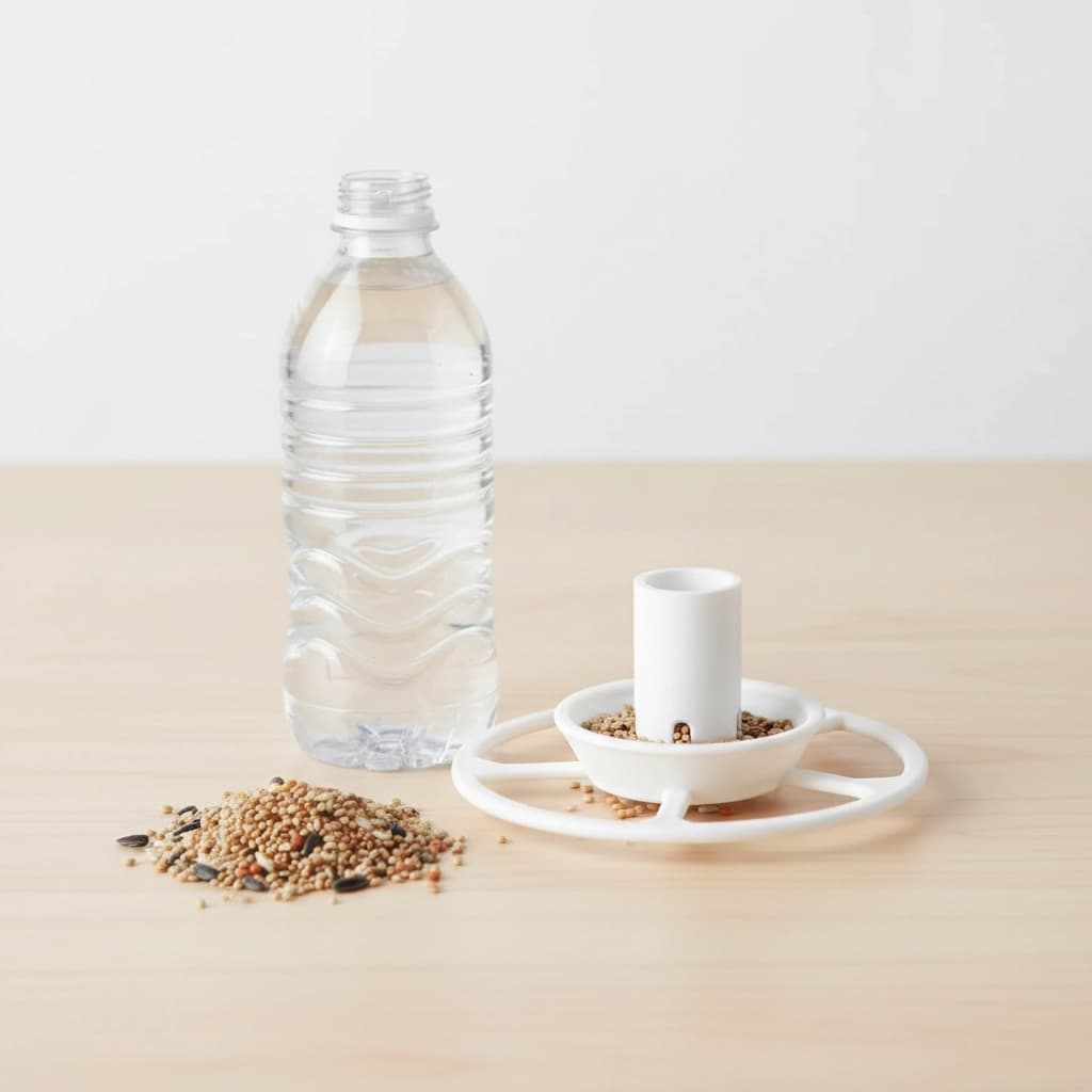 Comedouro Para Pássaros com Garrafa Pet Bebedouro Alimentador Aves Canário Calopsita Periquito Jardim Quintal