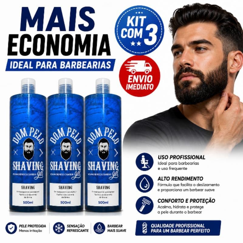 Kit 3 Gel Barbear Dom Pelo 500ml Uso Profissional