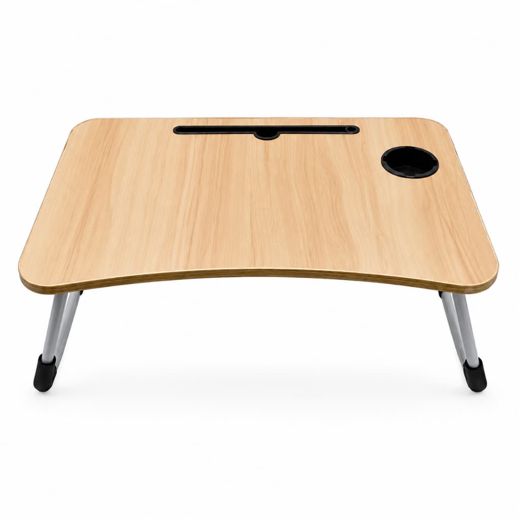 Mesa Dobrável Portátil Para Notebook Cama Sofá Com Porta Copos Bege
