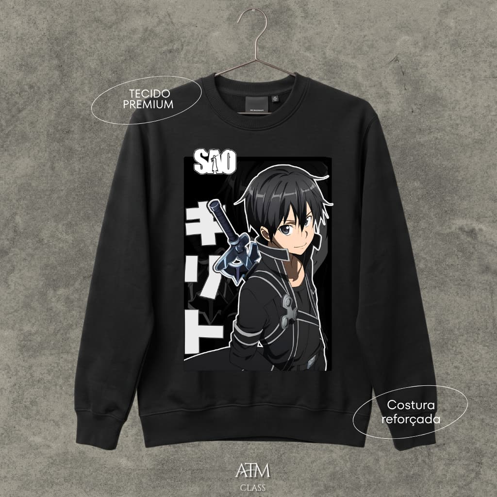 Moletom Casual anime Sword Art Online kirito manga serie tecido premium envio Rapido