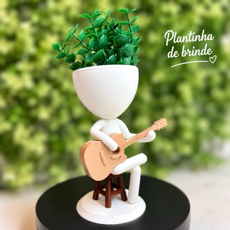 Vaso de planta 13,5 cm suculenta artificial Tocando Violão Robert plant Bob Decoração músico instrumentos casa