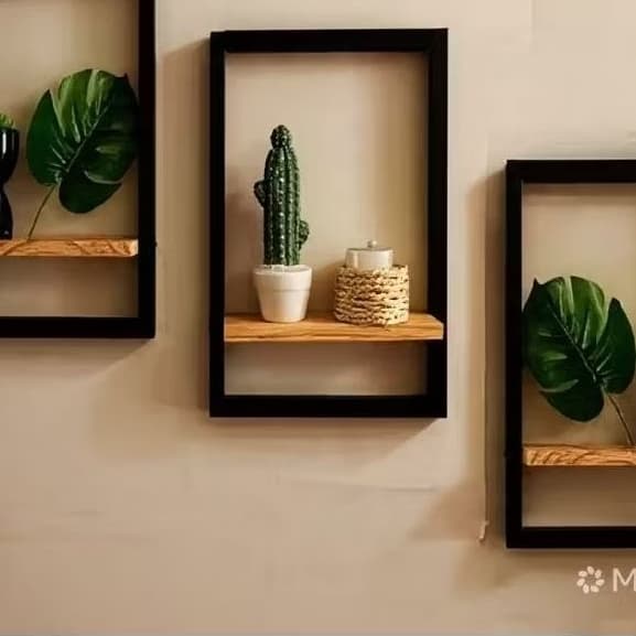 kit 3 quadros com prateleira