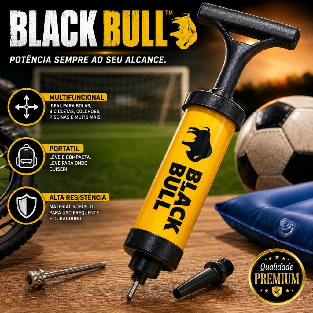 Bomba De Ar Manual Alta Pressao Bico Inflador Portatil Amarela