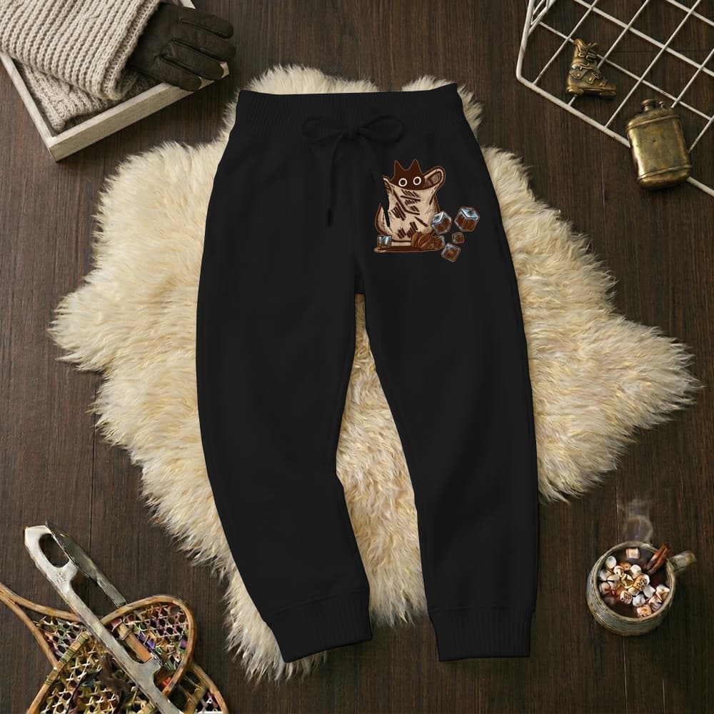 Calças Infantil Jogger Moletom Estampada Gato Café Punho Flanelado Wide Leg Tamanho 6 16