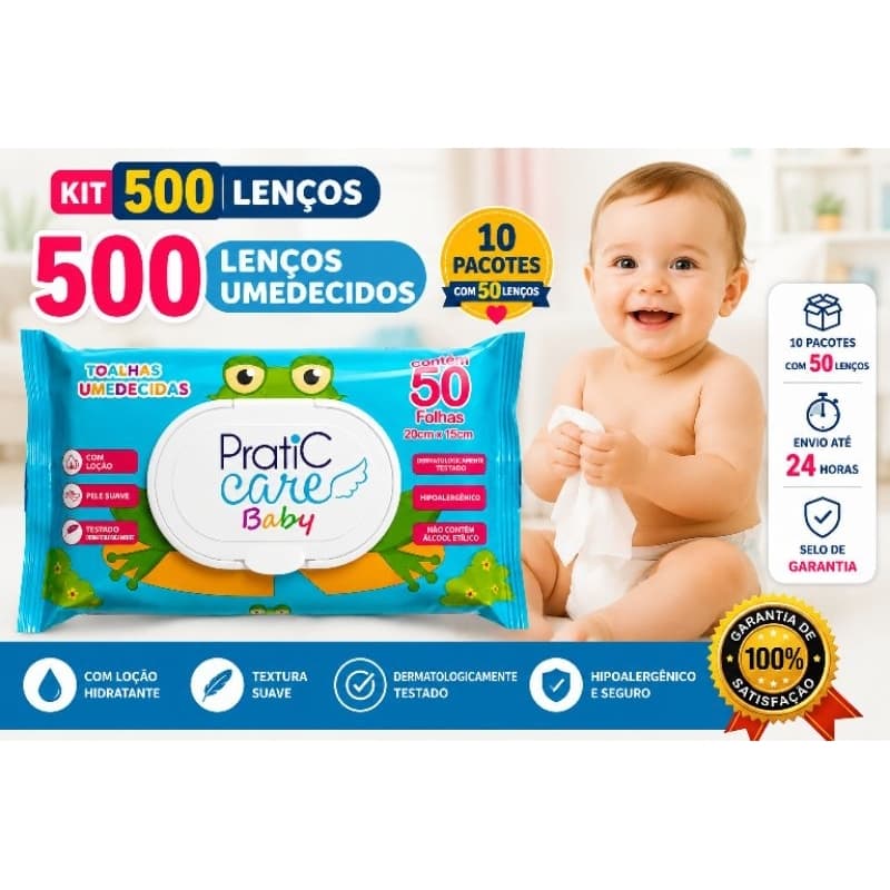 kit 500 lenços, umedecido10 pacotes com 50 cada /BABY/MAMÃE/LIMPEZA/BEBE