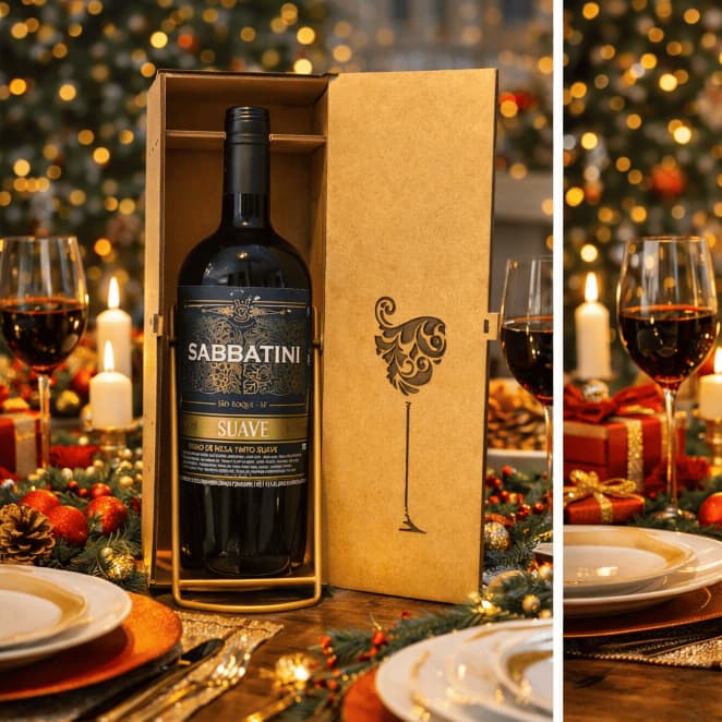 Caixa Port Vinho de 1L MDF Presente Especial Para Datas Comemorativas Kit Festa Corporativo