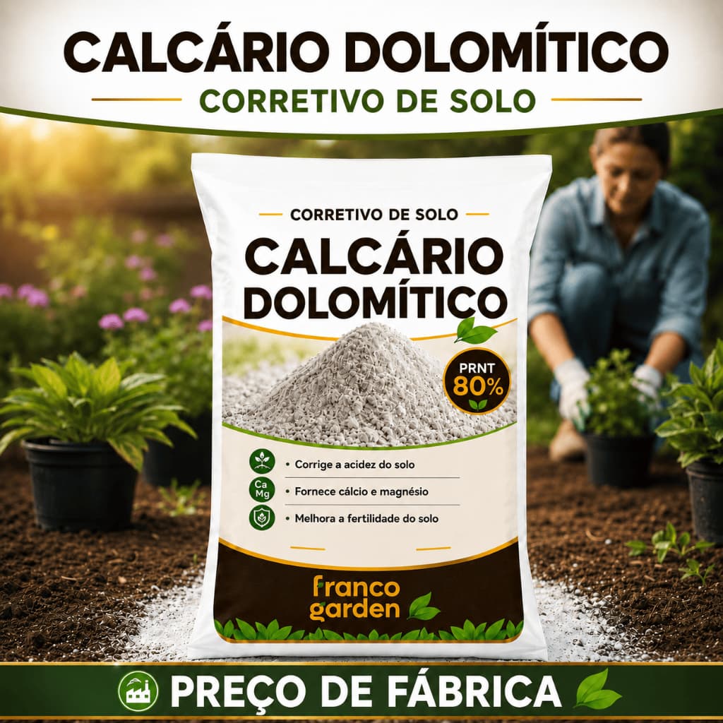 Corretivo de Solo Calcário Dolomítico 5kg  PRNT 80% – adubo planta jardim hortaliças
