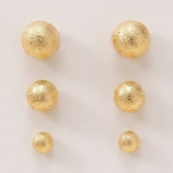 Kit Trio Brinco Banhado á Ouro 18K`` Bolas Foscas``3 Unidades PMG``8mm 7mm  5mm