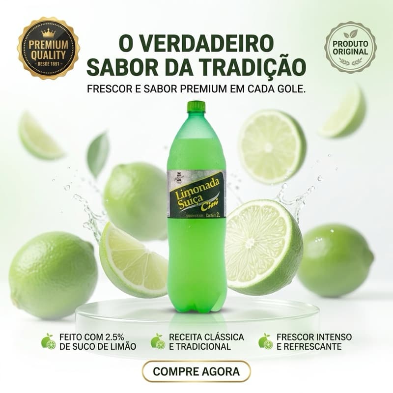 Refrigrante Cini Limonada Suíça 2 Litros Linha Premium edição Limitada