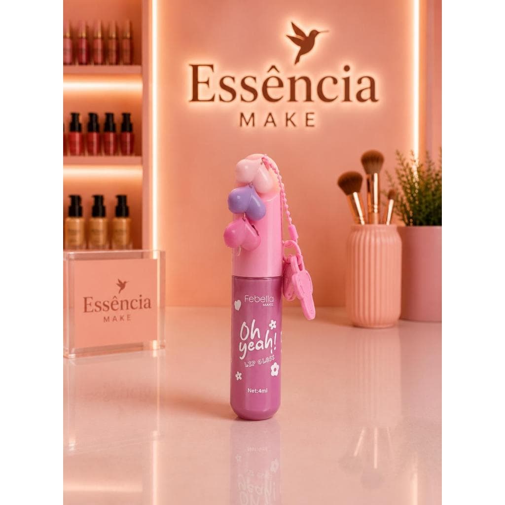 Lip Gloss Oh Yeah! Febella Make 4ml com Chaveiro Decorativo – Brilho Intenso e Hidratação
