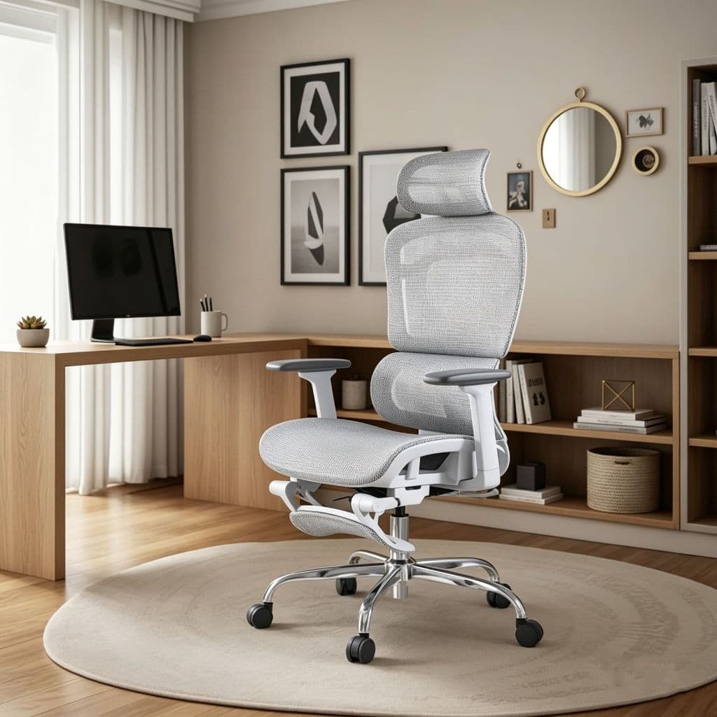 Cadeira Ergonômica Giratória Presidente Conforto e Design Moderno com Apoio para Pés e Cabeça