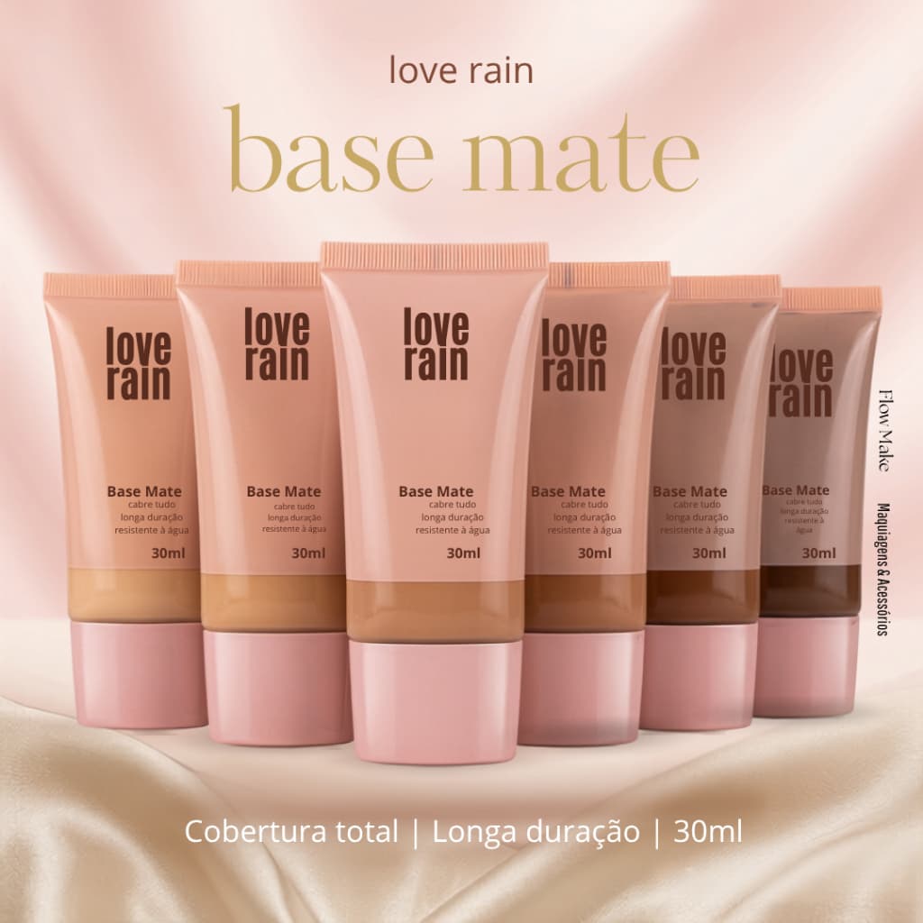 Base Líquida Lové Rain Efeito Mate Longa Duração Resistente à água
