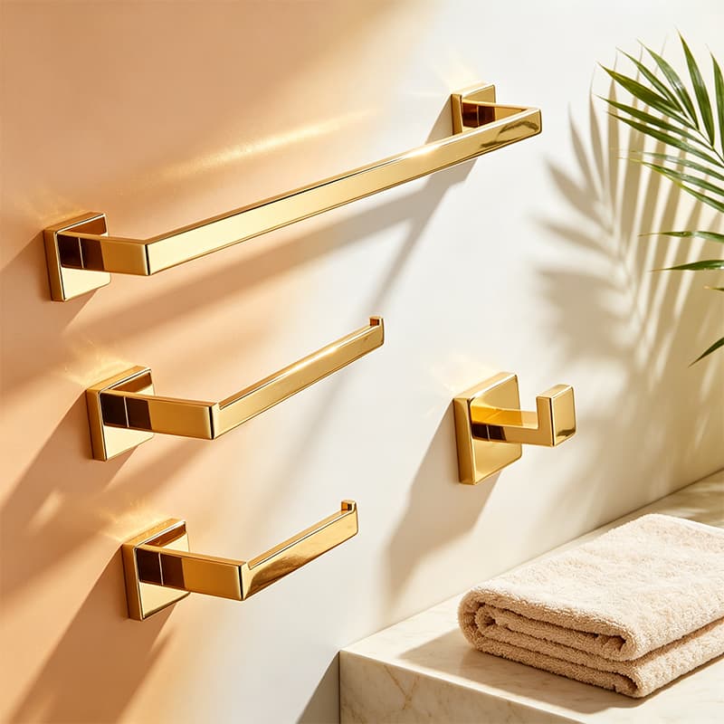 Kit Acessórios Para Banheiro Completo 4 Peças 40/60cm Inox Preto Fosco/Dourado/Prata Brilhante