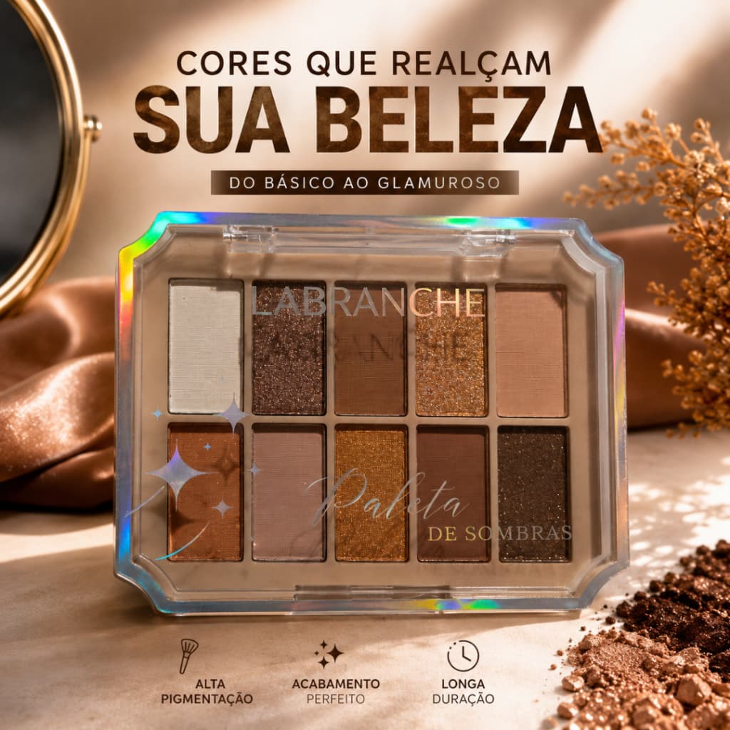 Paleta De Sombras Labranche 10 Cores Nude E Glitter Maquiagem Profissional