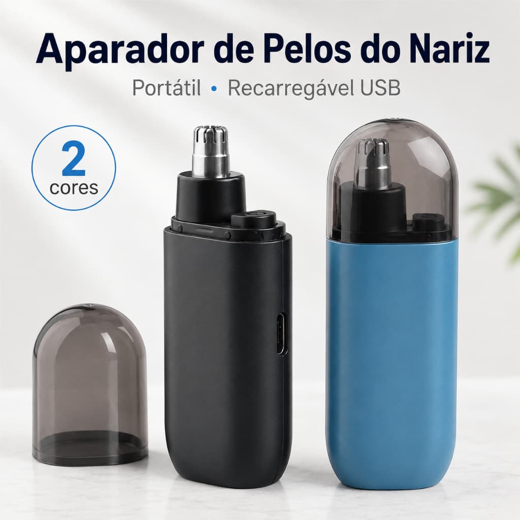 Aparador de Pelos Nariz e Orelha Elétrico USB Recarregável Portátil Removedor Facial