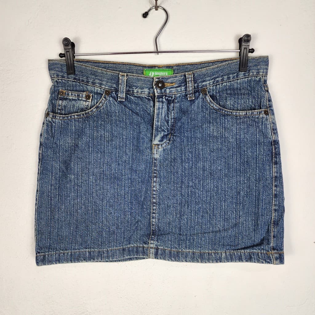 Saia Jeans Curta Anos 2000 Jinglers Cintura Baixa Tam 38 Brechó Y2K