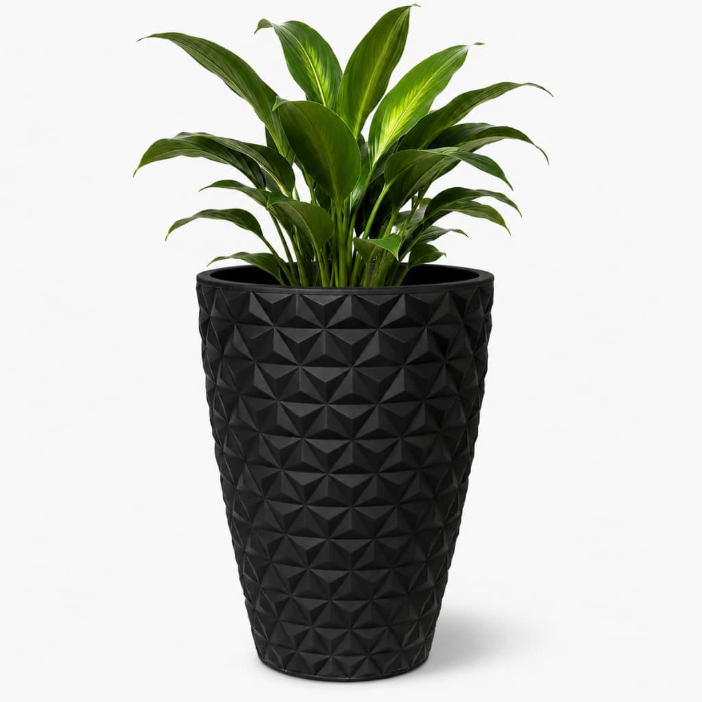 Vaso Para Plantas Coluna Redonda Diamante Polietileno com Prato