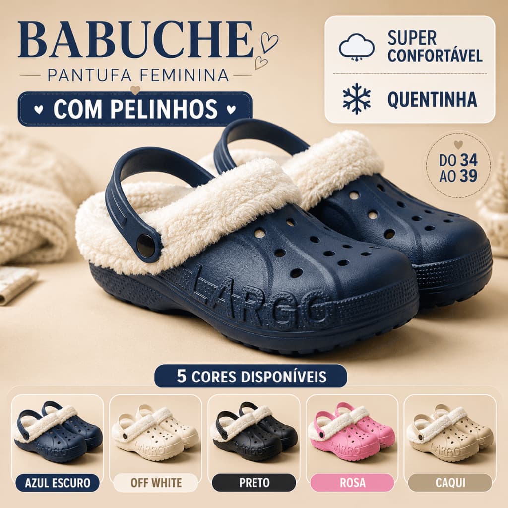 Babuche Pantufa Liso Peluciado Forrado Com Pelinhos Feminina Inverno Charmosa
