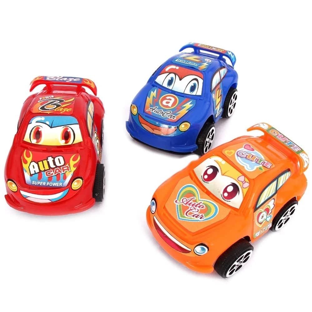 KIT 3 Carrinhos de Fricção Infantil Colorido Divertido Criativo
