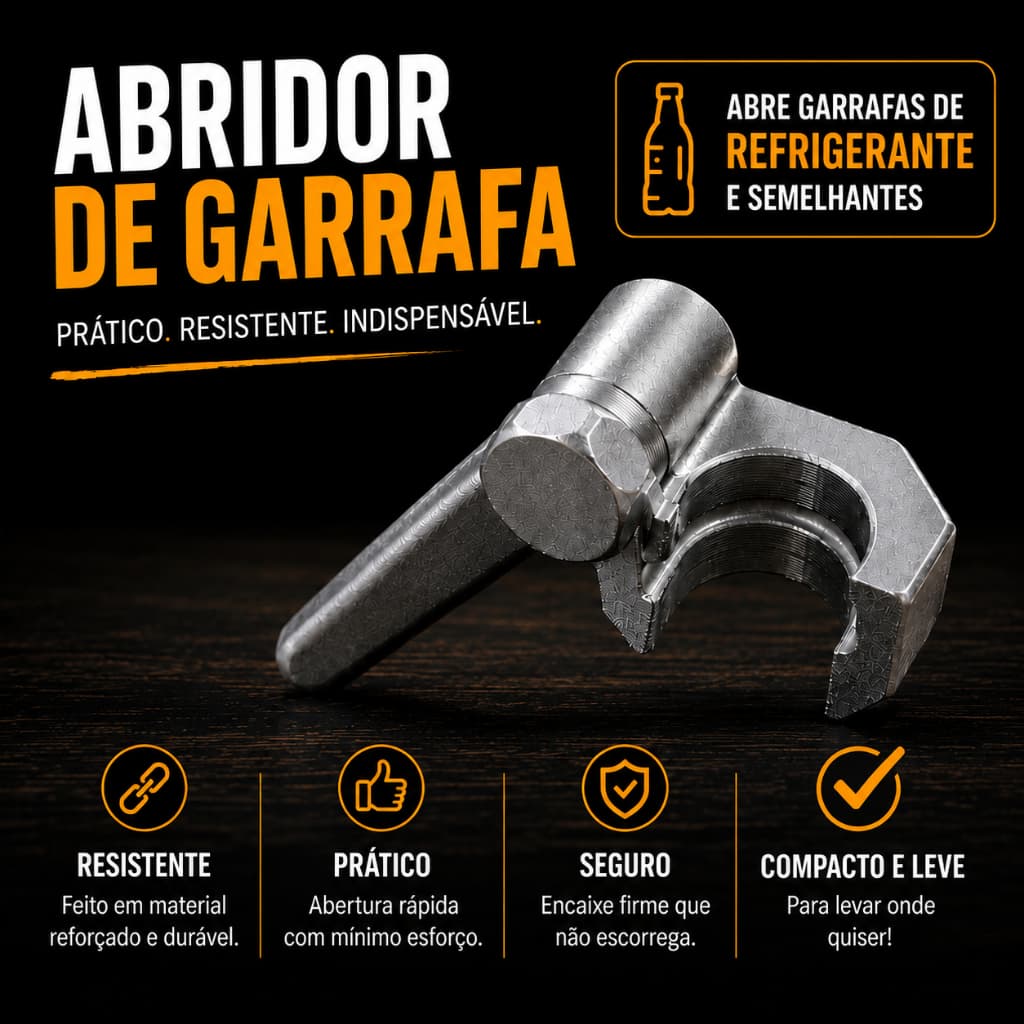 Abridor de Garrafa Tipo Alavanca Impresso em 3D | Prático e Resistente