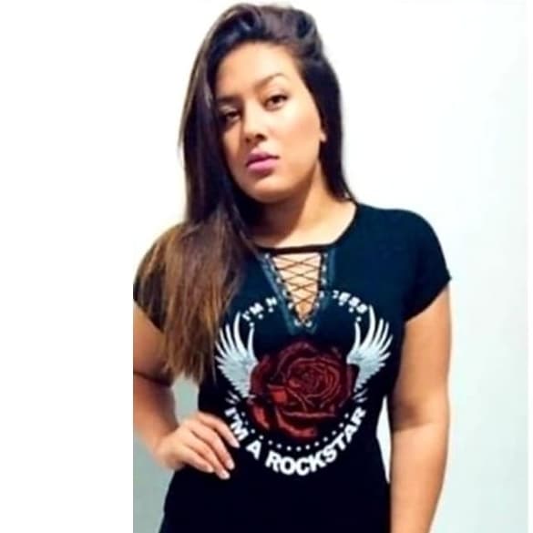 Blusa femenina ROCK STAR  blusa decote V em viscolycra Premium casual estilosa