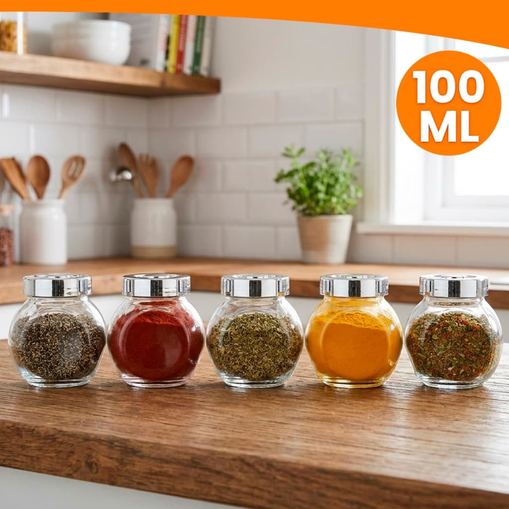 Kits Até 10 Porta Temperos Vidro 100ml Com Tampa Unidades Pote Condimento Importadora Util