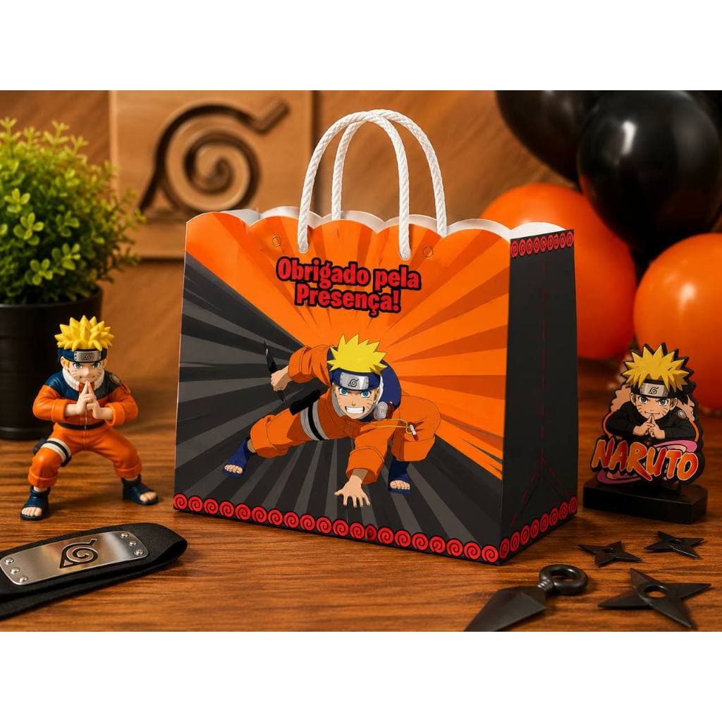 Sacolinha Personalizada Naruto com Alça | Lembrancinha Festa Infantil