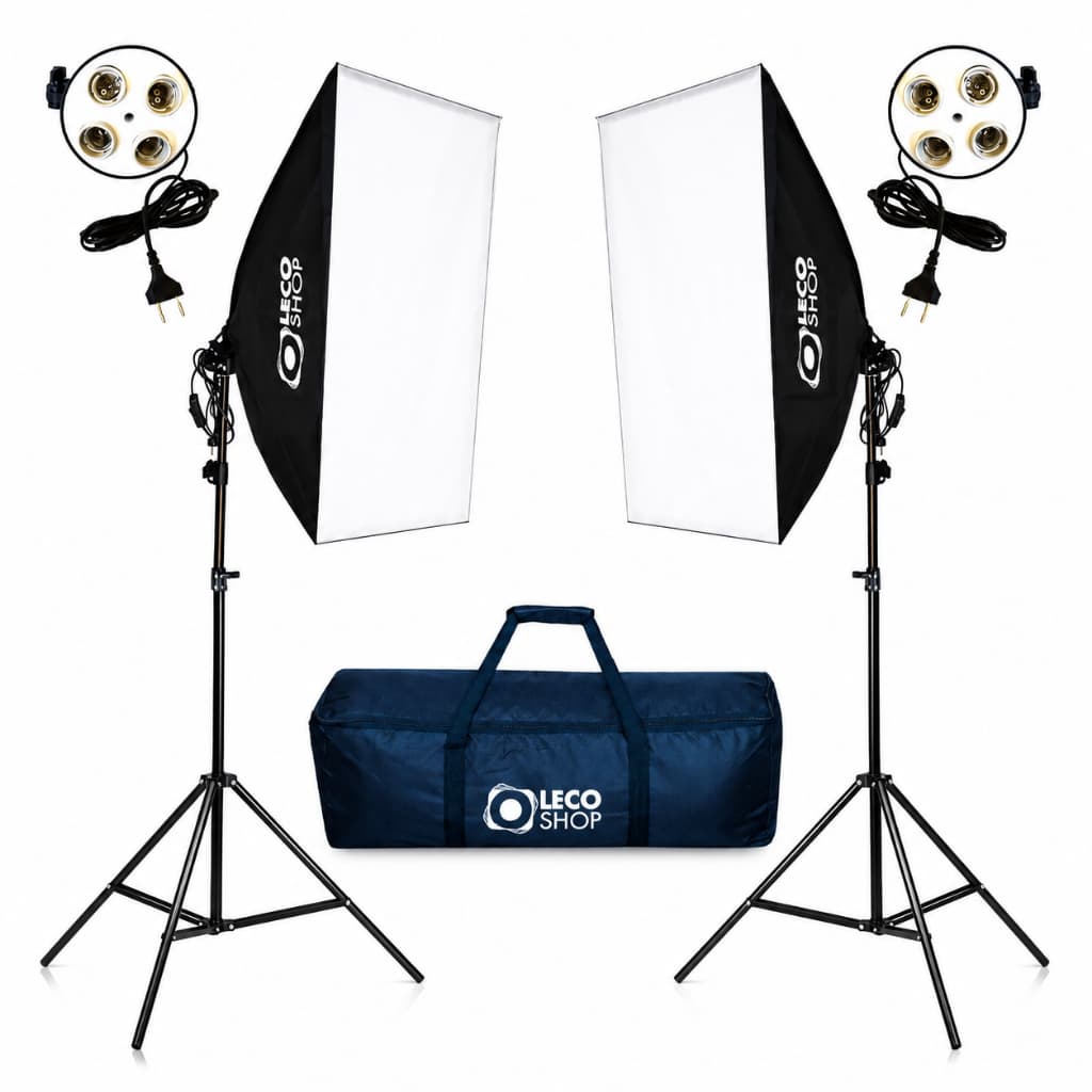 Kit 2 SoftBox 50x70 Profissional Foto Estúdio Quadruplo Luz Contínua Com Bolsa