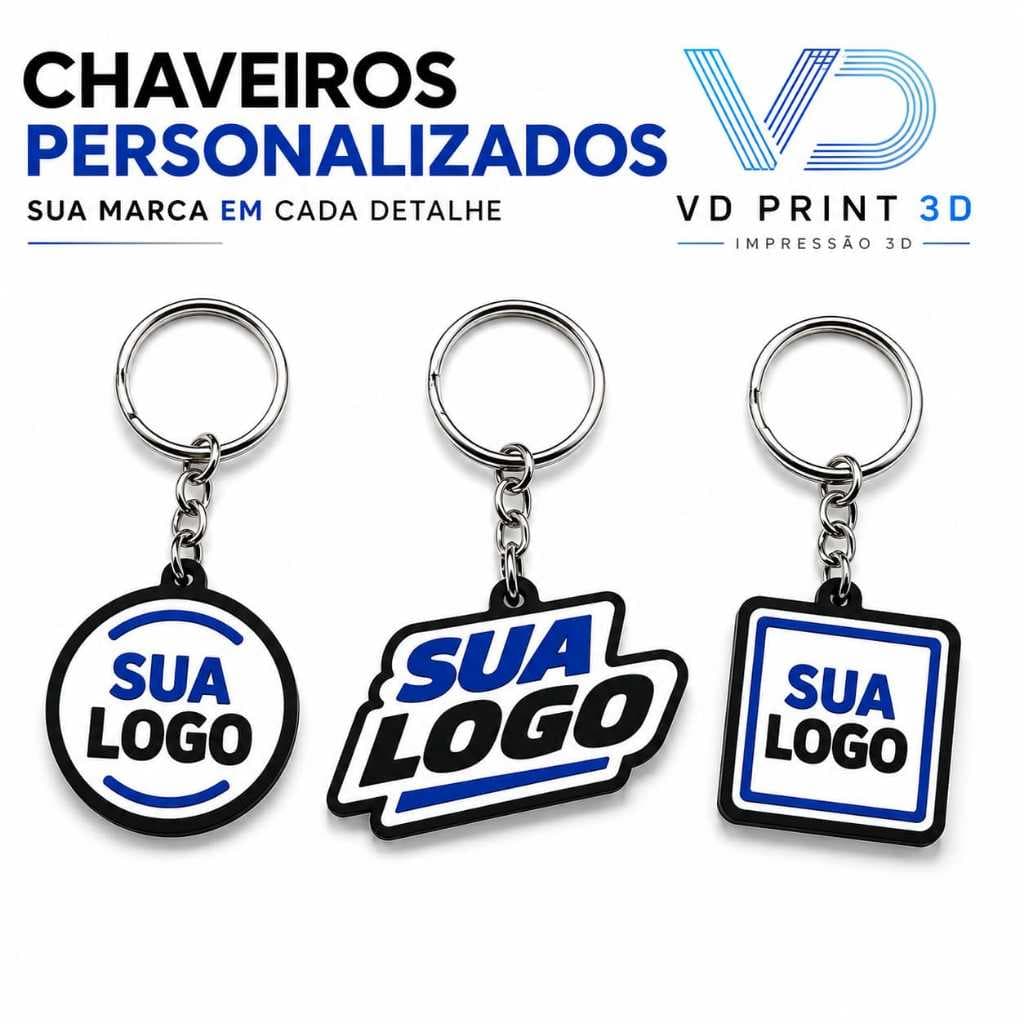 Chaveiro Personalizado com Logo da Empresa | Impressão 3D | Brinde Corporativo | Logomarca Personalizada