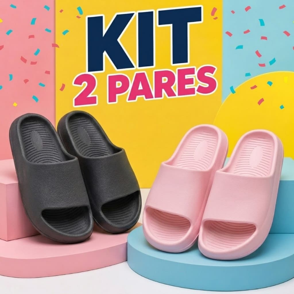 Kit Chinelo Nuvem Infantil Slide 2 Pares Unissex Estiloso Para Casa em Geral Praia Verão